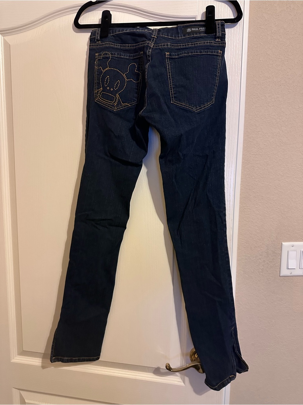 Paul Frank Dark Wash stretch denim skinny jeans with heavy stitching & ankle zip